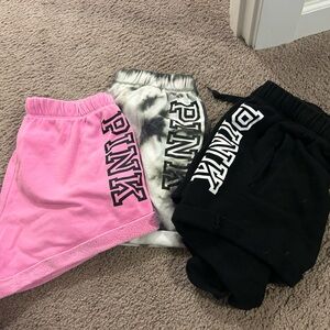 3 pink/vs sweat shorts size medium
